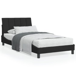Bett mit Matratze Schwarz 100x200 cm Samt