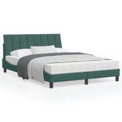 Bett mit Matratze Dunkelgrün 120x200 cm Samt